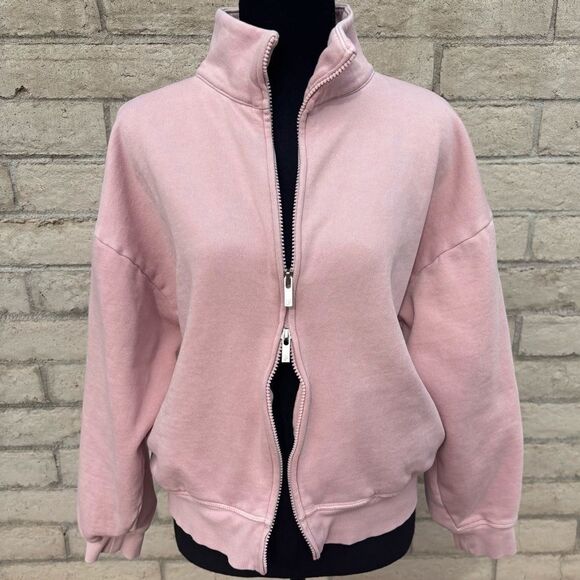 PINK Victoria's Secret Ivy Fleece Polo Sweatshirt, Wanna Be Pink, Small - Picture 5 of 11